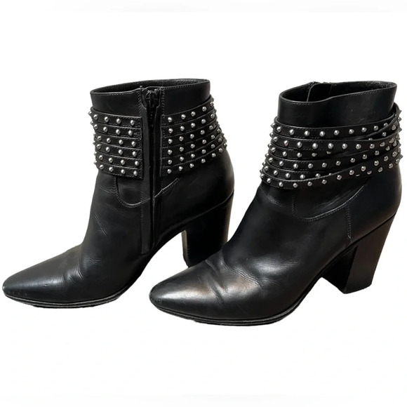 Saint Laurent YSL French 85 Studded Ankle Booties Size EU 37 US 7 Calfskin Boots - Picture 3 of 14